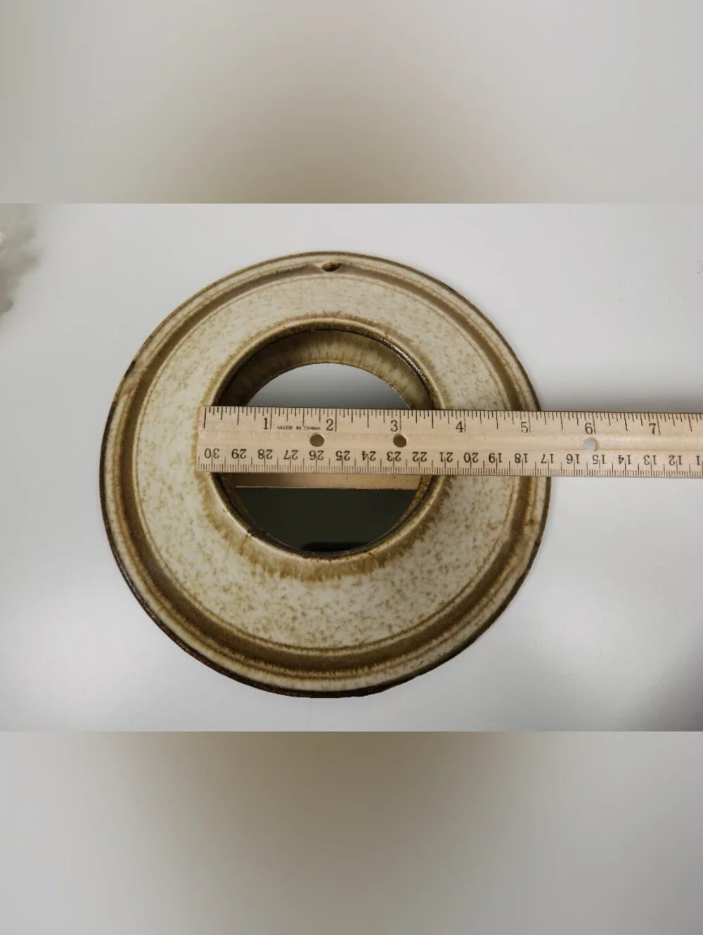 Vintage Circular Ceramic Pottery Wall Mirror 9